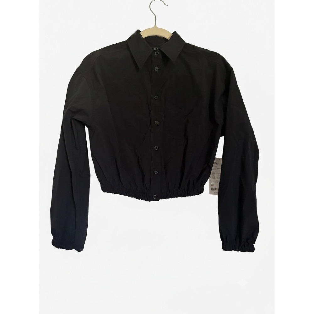 Athleta NWT Midday Bubble Hem Shirt‎ Jacket Black XXS